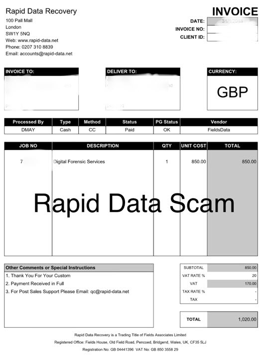 Rapid Data Invoice